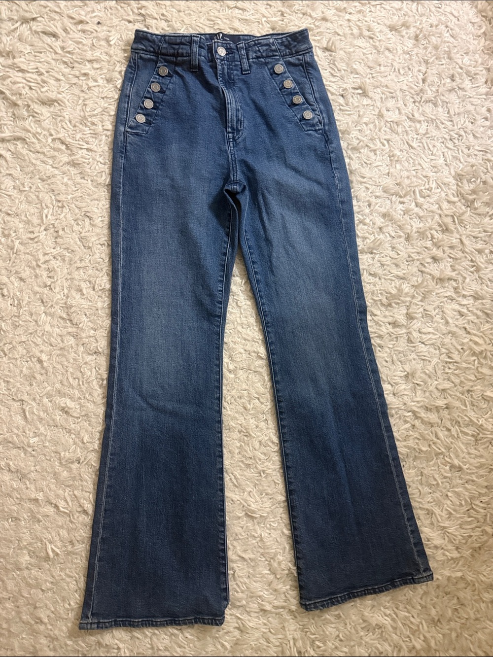 GAP Dark Blue Flare Jeans with Button-Detail Pockets
